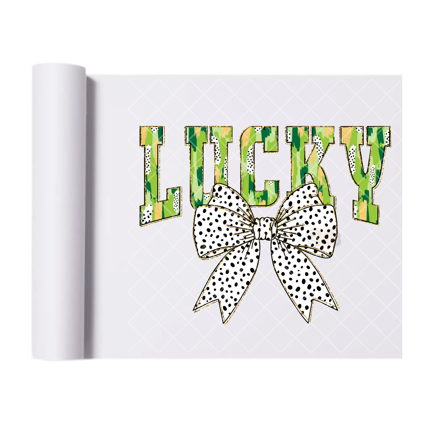 Dot Bow With Lucky Green - Direct Print Film Transfer for T-Shirts, Cotton, Polyester & Blends - High-Quality DTF Print