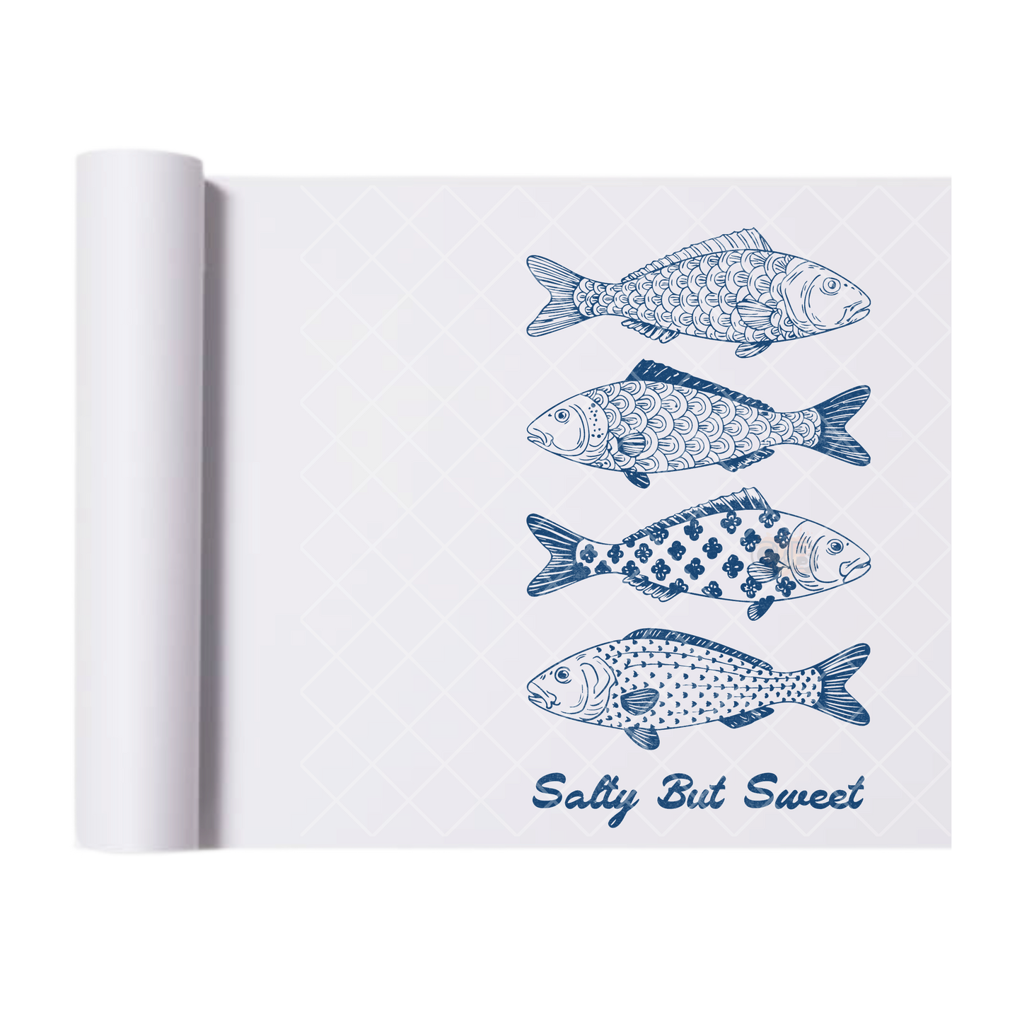 Salty But Sweet Fish Doodle - Direct Print Film Transfer for Trendy T-Shirts, Cotton, Polyester & Blends - High-Quality Print