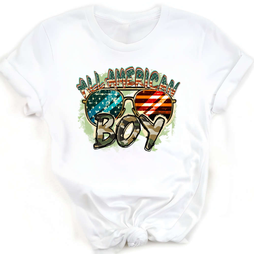 All American Boy - Direct Transfer Print, Ready To Press For T-Shirts, Cotton, Polyester & Blends - Tshirt Business Quality