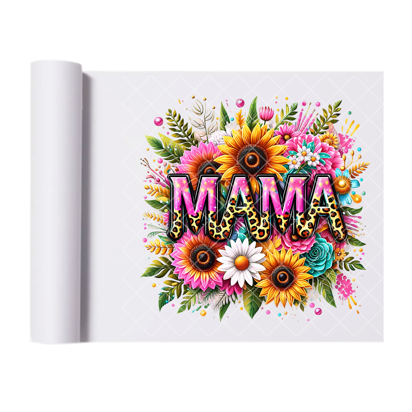 Mama Vibrant Sunflower Daisy - Direct Print Film Transfer for T-Shirts, Cotton, Polyester & Blends - High-Quality Print