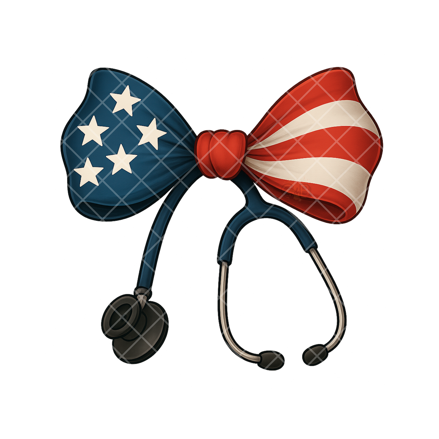 American Flag Stethoscope Bow PNG