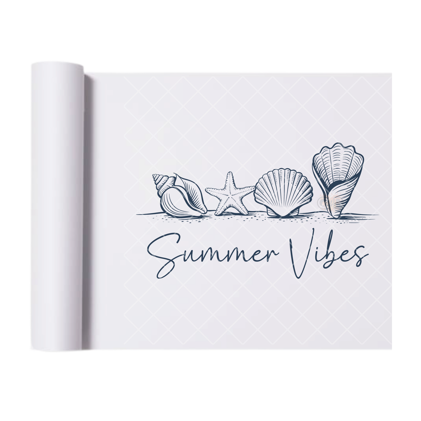 Summer Vibes Beach Doodled Shells - Direct Print Film Transfer for Trendy T-Shirts, Cotton, Polyester & Blends - High-Quality Print