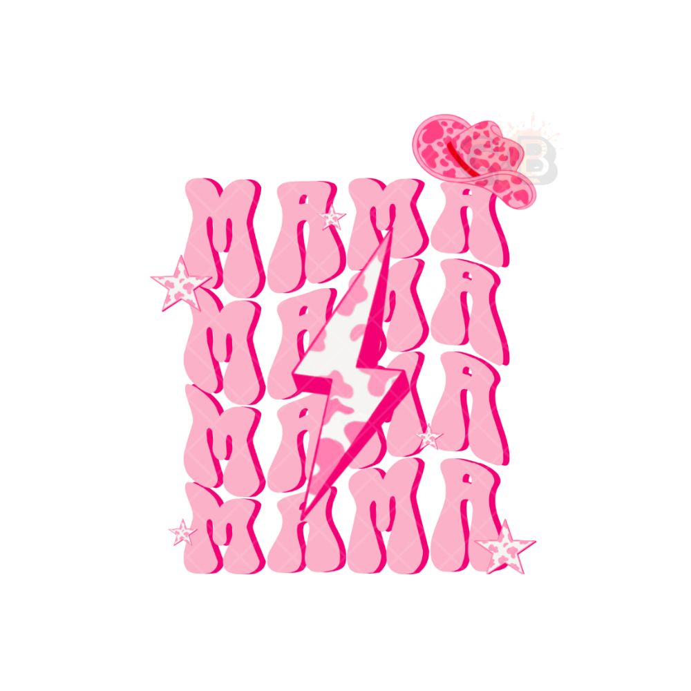 MAMA and MINI Pink Cow Print PNG