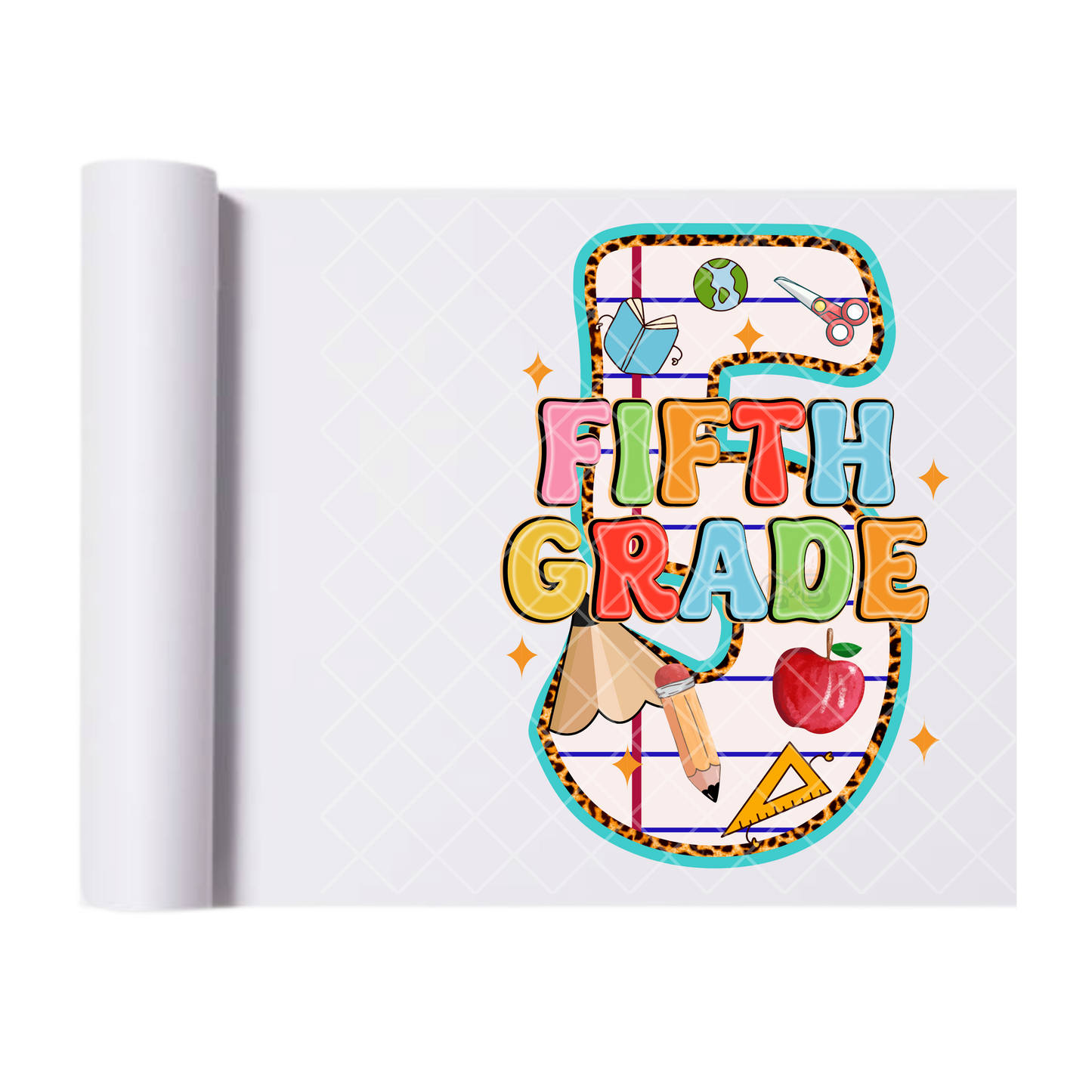 Fifth Grade Pencil 5 - Direct Print Film Transfer for T-Shirts, Cotton, Polyester & Blends - High-Quality Print