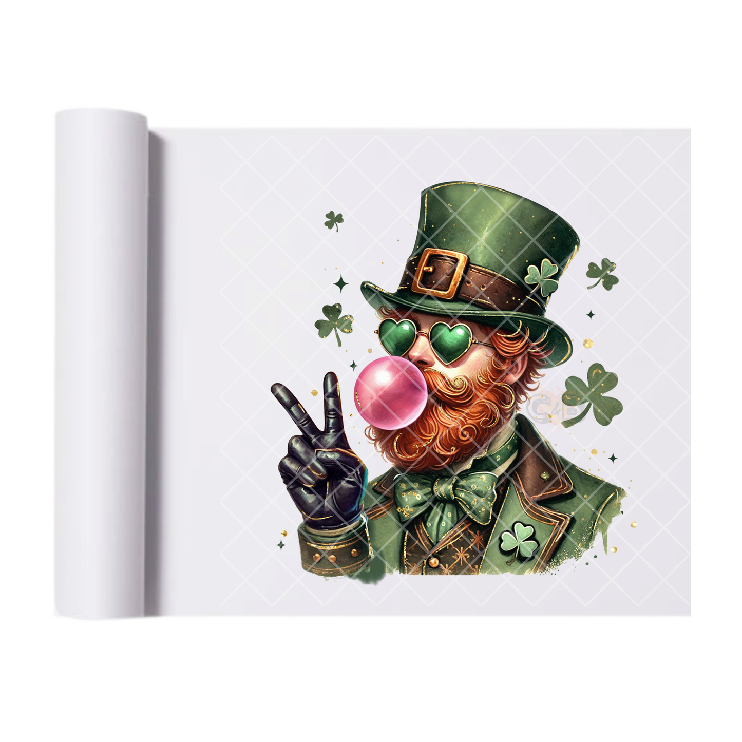 Irish Man Top Hat Bubble Gum - Direct Print Film Transfer for T-Shirts, Cotton, Polyester & Blends - High-Quality DTF Print