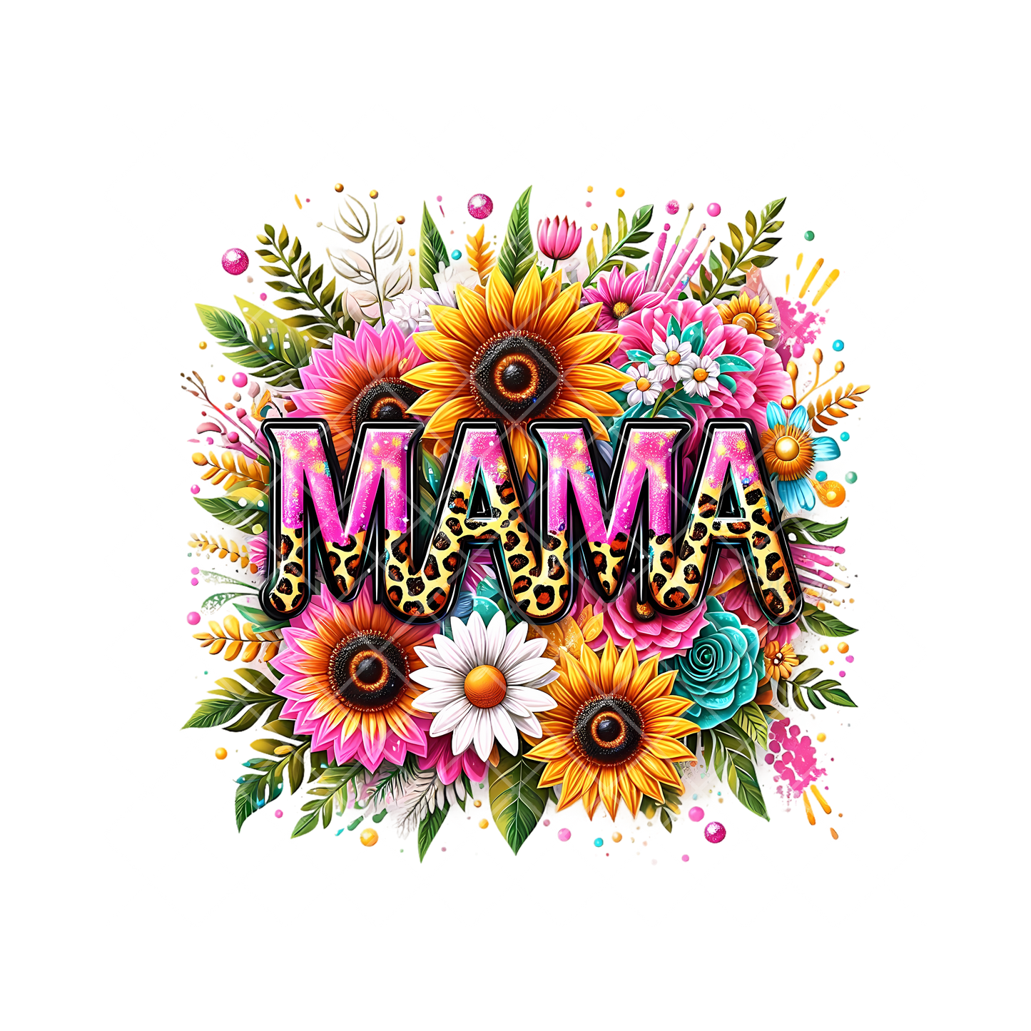 Mama Vibrant Sunflower Daisy PNG