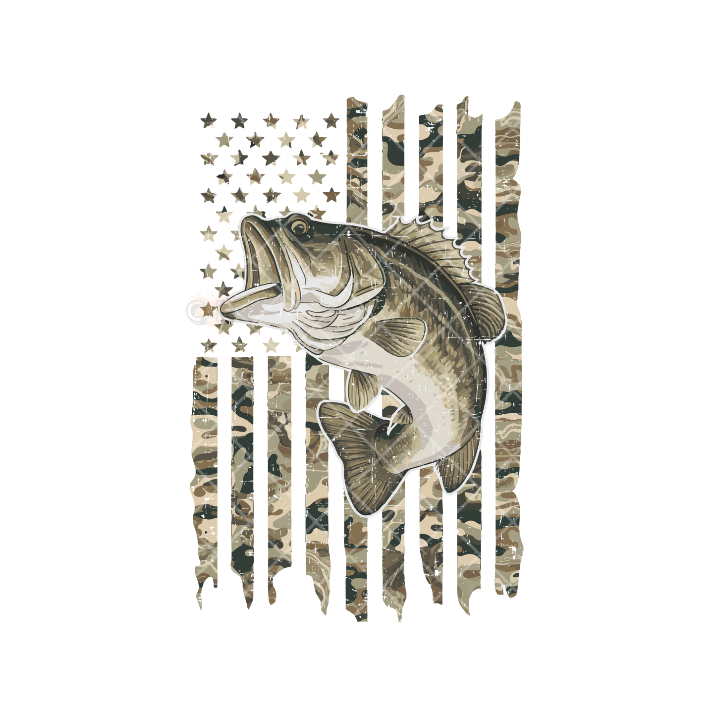 Camo Flag With Bass Fishing PNG
