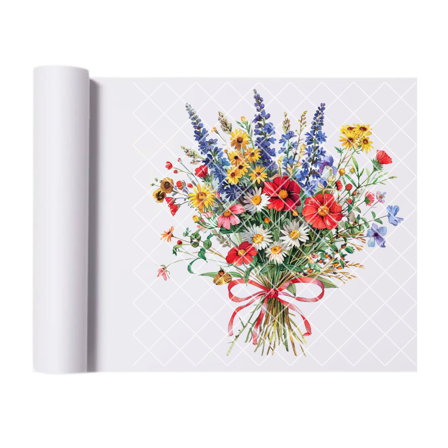 Spring Bouquet white purple red - Direct Print Film Transfer for T-Shirts, Cotton, Polyester & Blends - High-Quality DTF Print