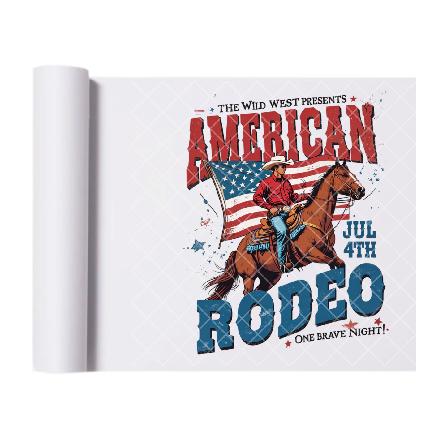 American Rodeo July 4th - Direct Print Film Transfer for Trendy T-Shirts, Cotton, Polyester & Blends - High-Quality Print