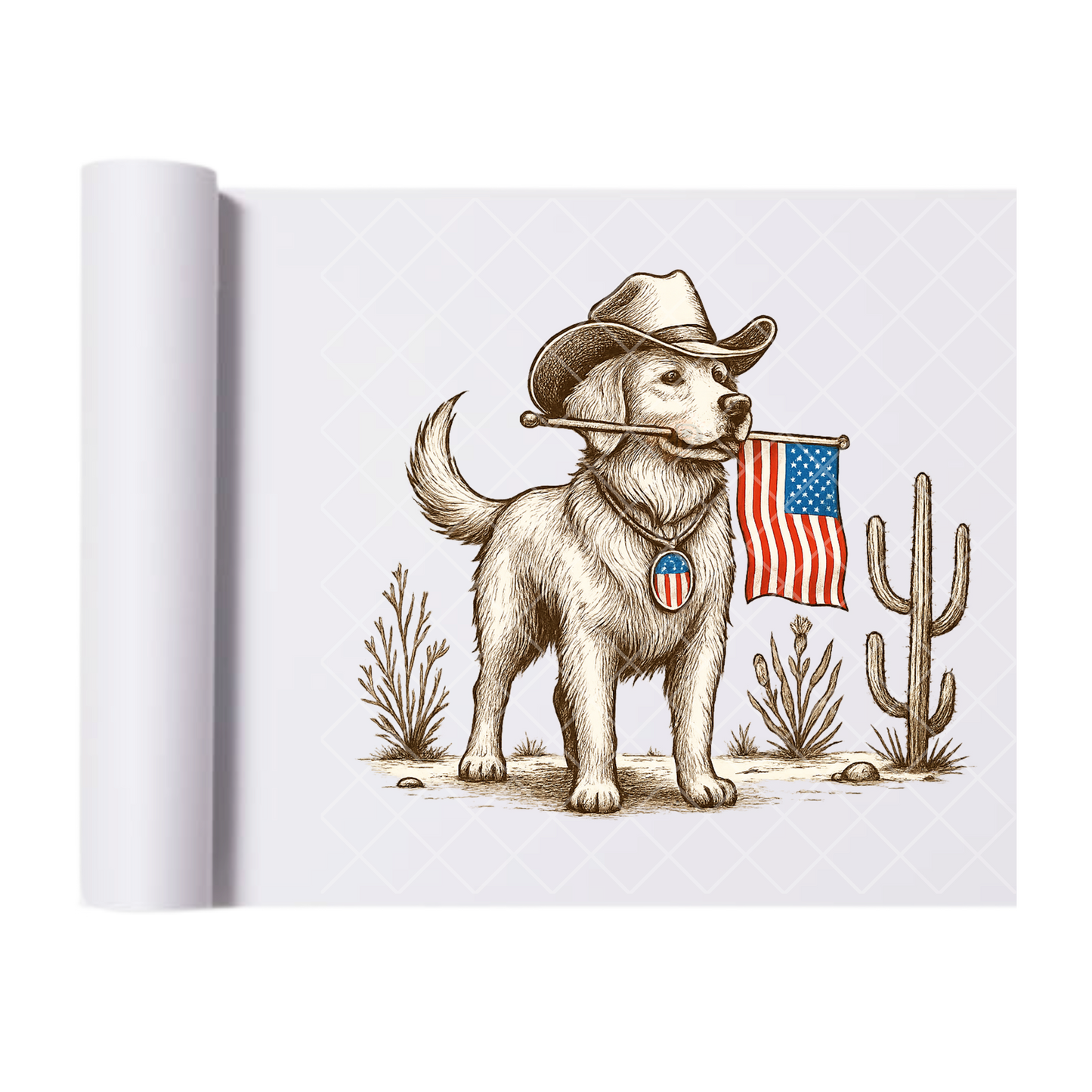 Patriot Lab Cowboy Hat Cactus - Direct Print Film Transfer for Trendy T-Shirts, Cotton, Polyester & Blends - High-Quality Print