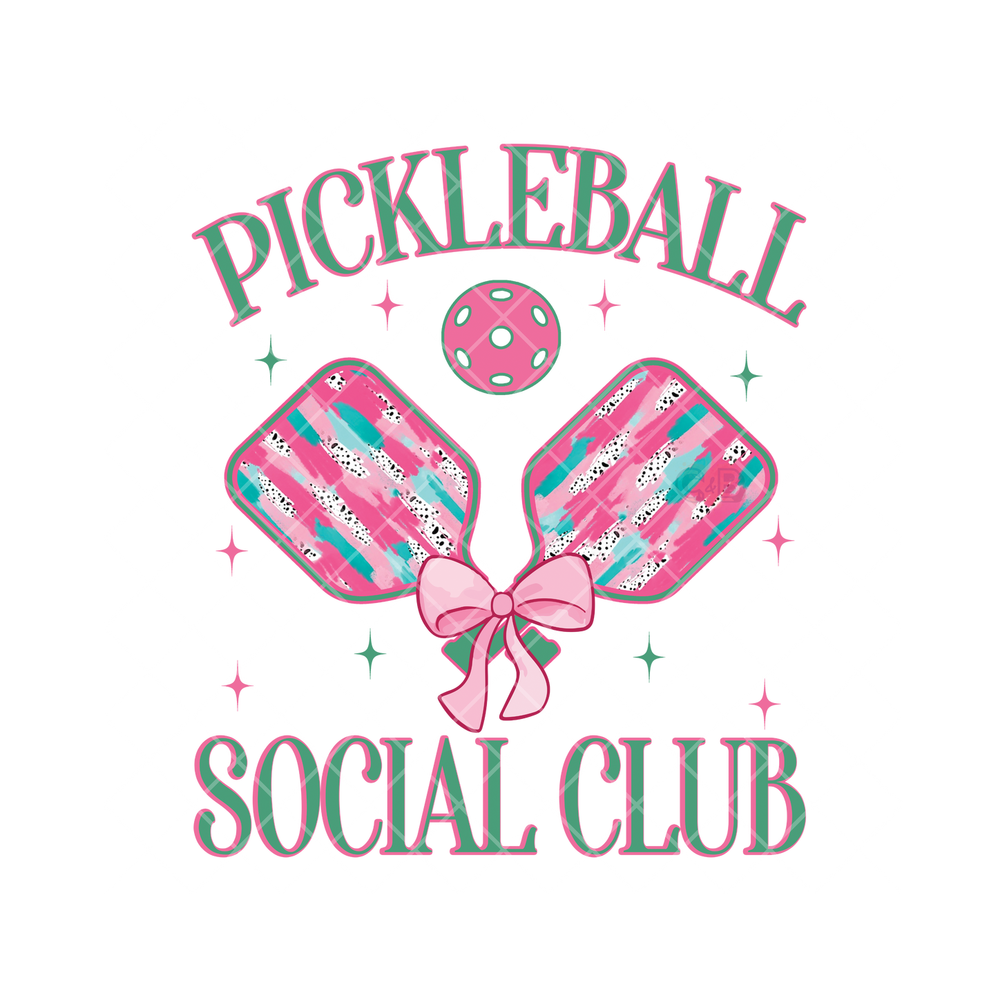 Pickleball Social Club Pink Paddle PNG