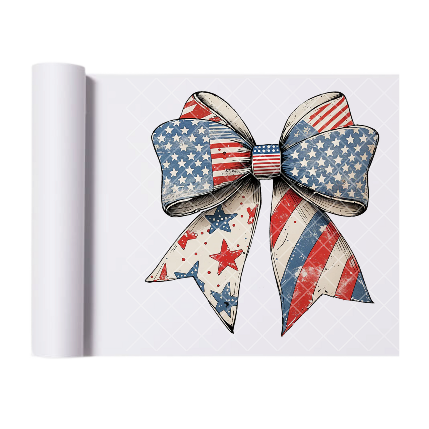 US Patriot Flag Bow - Direct Print Film Transfer for Trendy T-Shirts, Cotton, Polyester & Blends - High-Quality Print