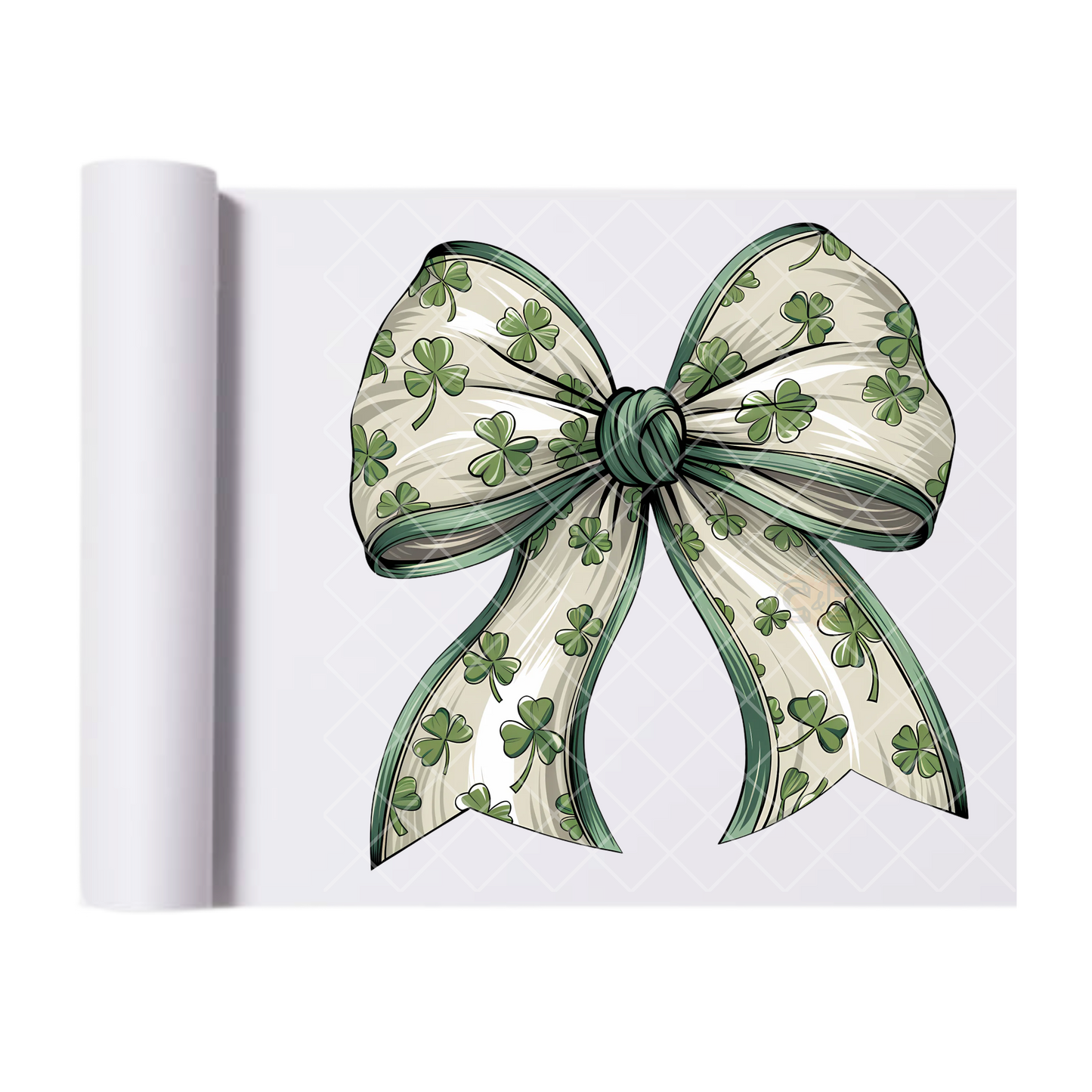 Green Lining Clover Bow - Direct Print Film Transfer for T-Shirts, Cotton, Polyester & Blends - High-Quality DTF Print