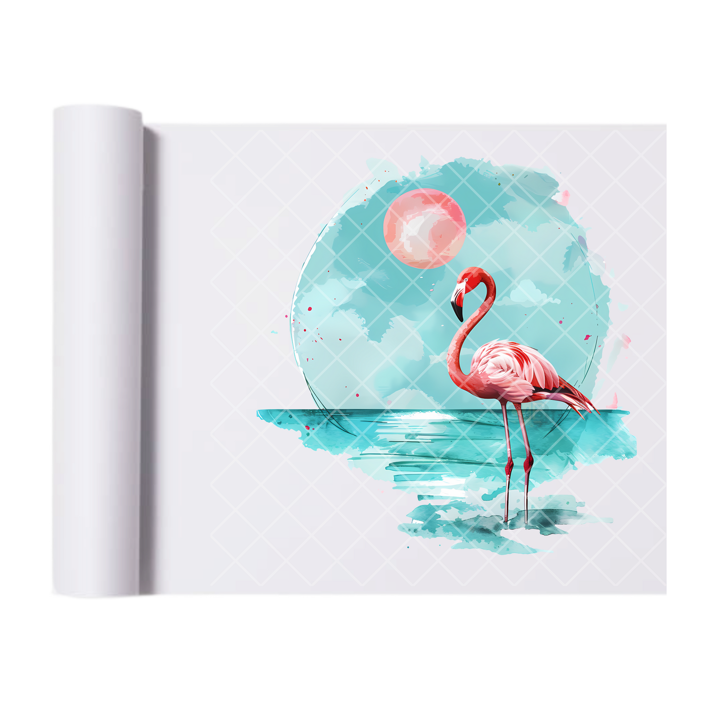Vacation Blue Scene Flamingo - Direct Print Film Transfer for Trendy T-Shirts, Cotton, Polyester & Blends - High-Quality Print