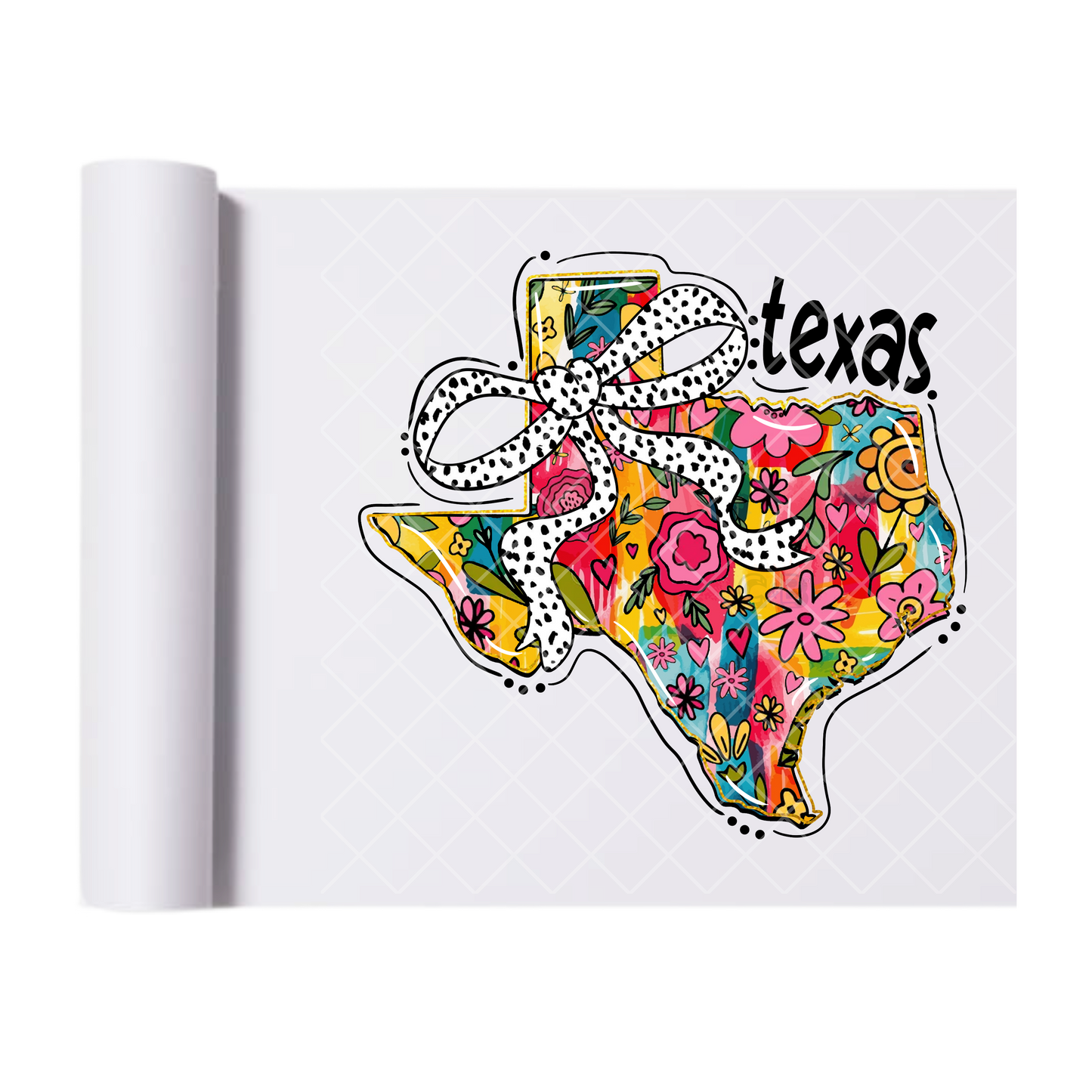 Texas Polka Dot Ribbon - Direct Print Film Transfer for Trendy T-Shirts, Cotton, Polyester & Blends - High-Quality Print