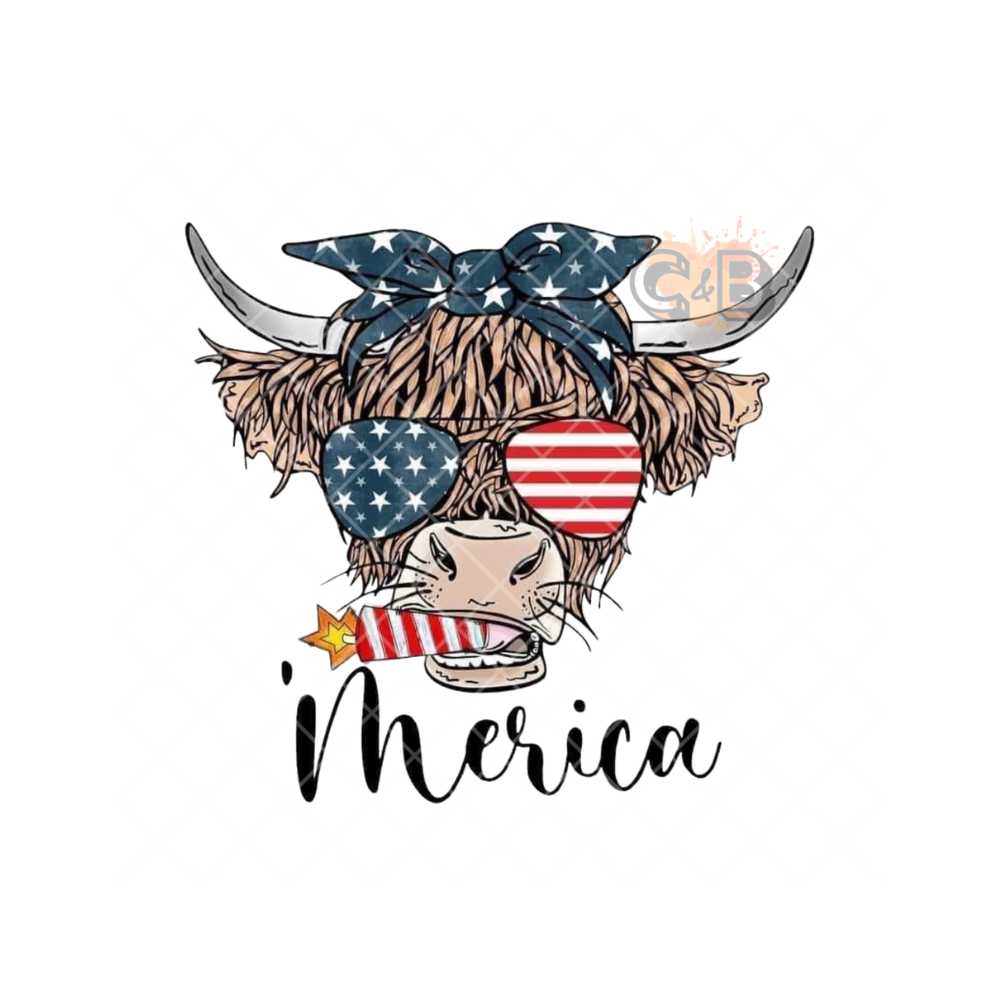 Merica 4th Of July Steer PNG