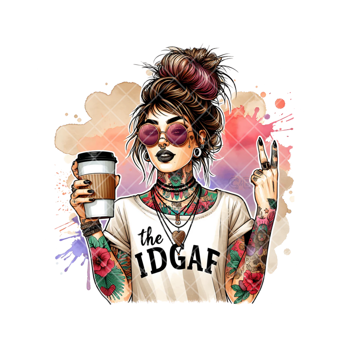 Bold Babe in Red Shades PNG File