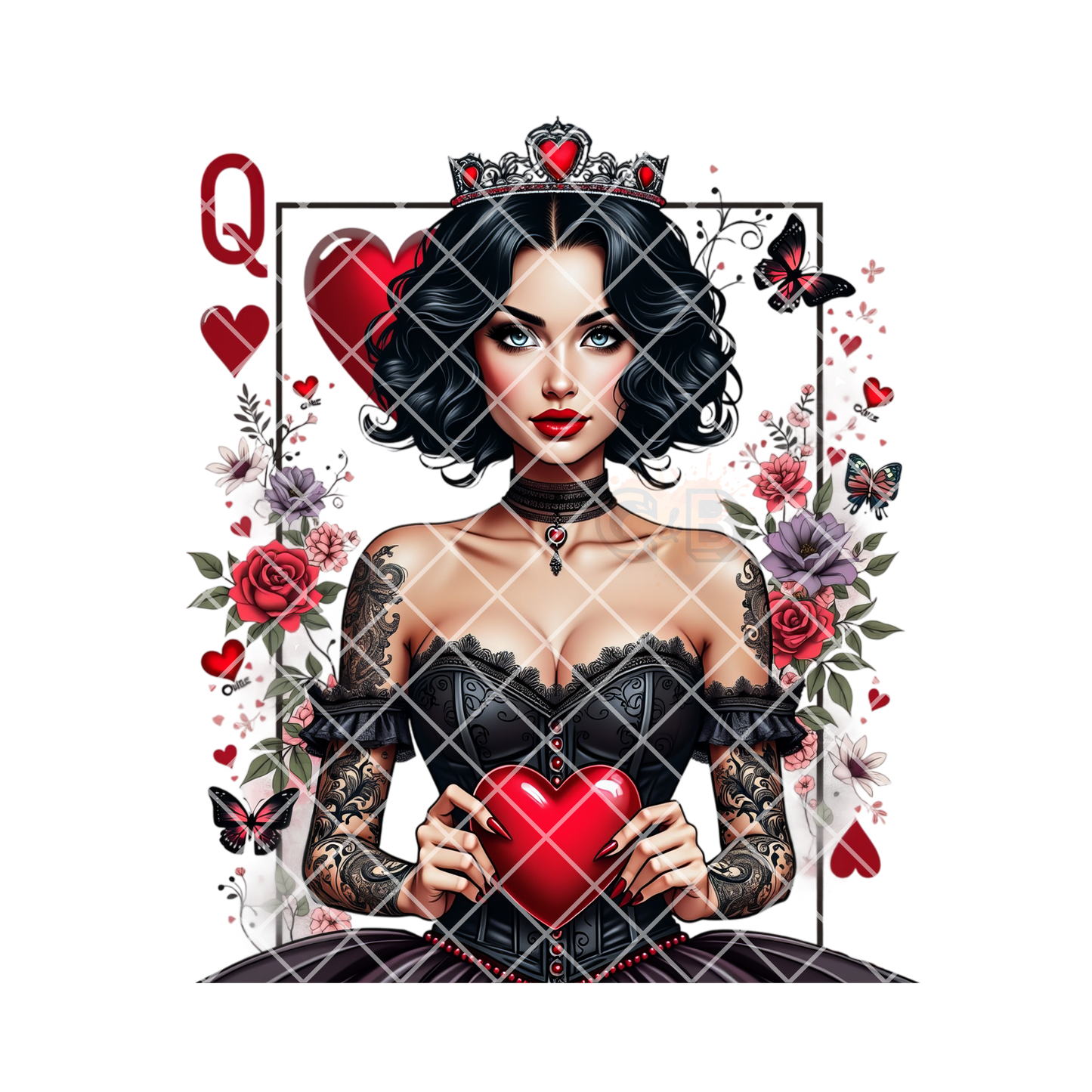 Queen valentine card brunette PNG