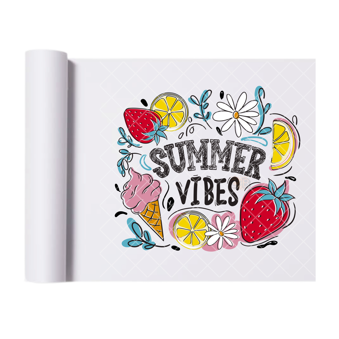 Strawberry Lemon Icecream Summer Vibes - Direct Print Film Transfer for Trendy T-Shirts, Cotton, Polyester & Blends - High-Quality Print