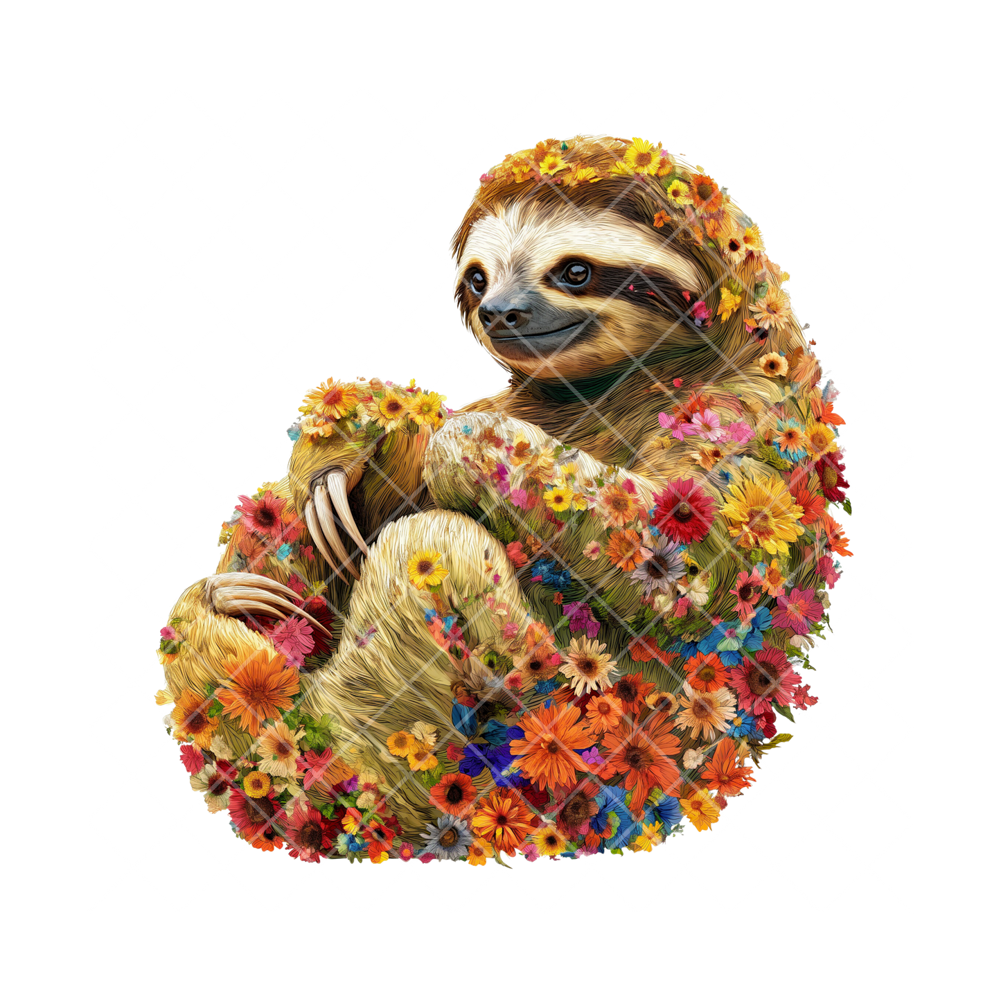 Floral Sloth PNG