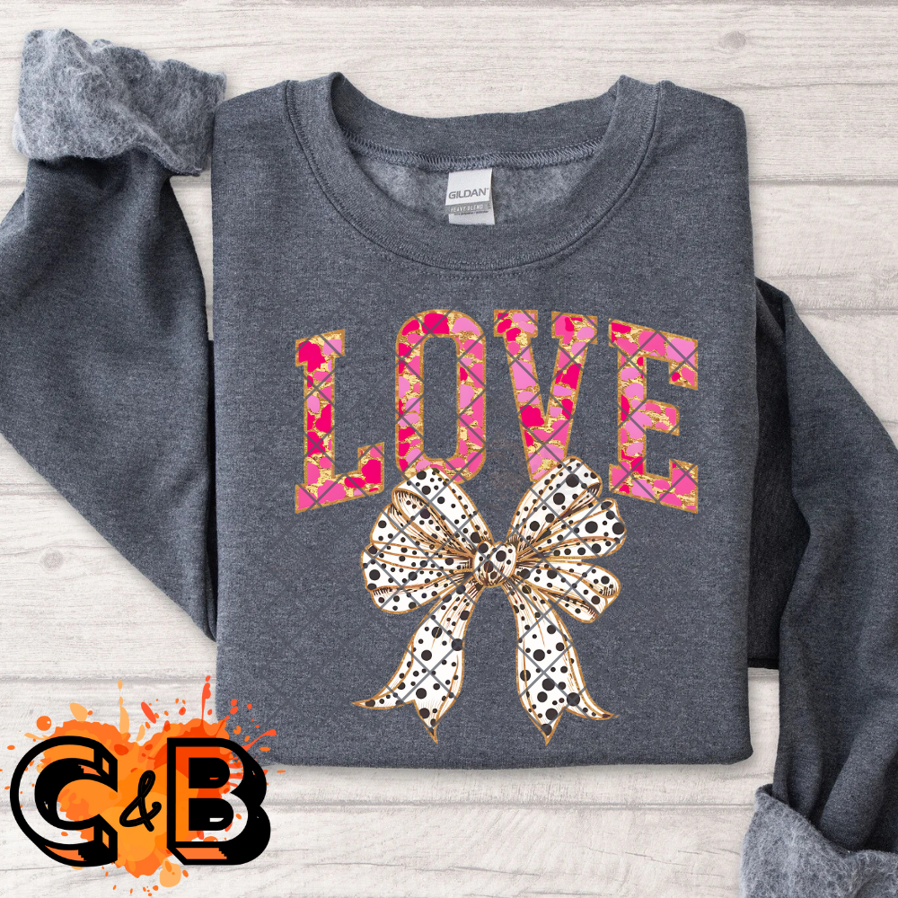 Love glam with dotted bow PNG