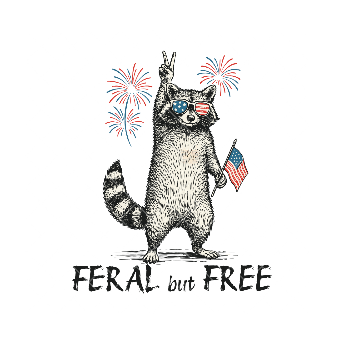 Raccoon And Free Merica Shades PNG