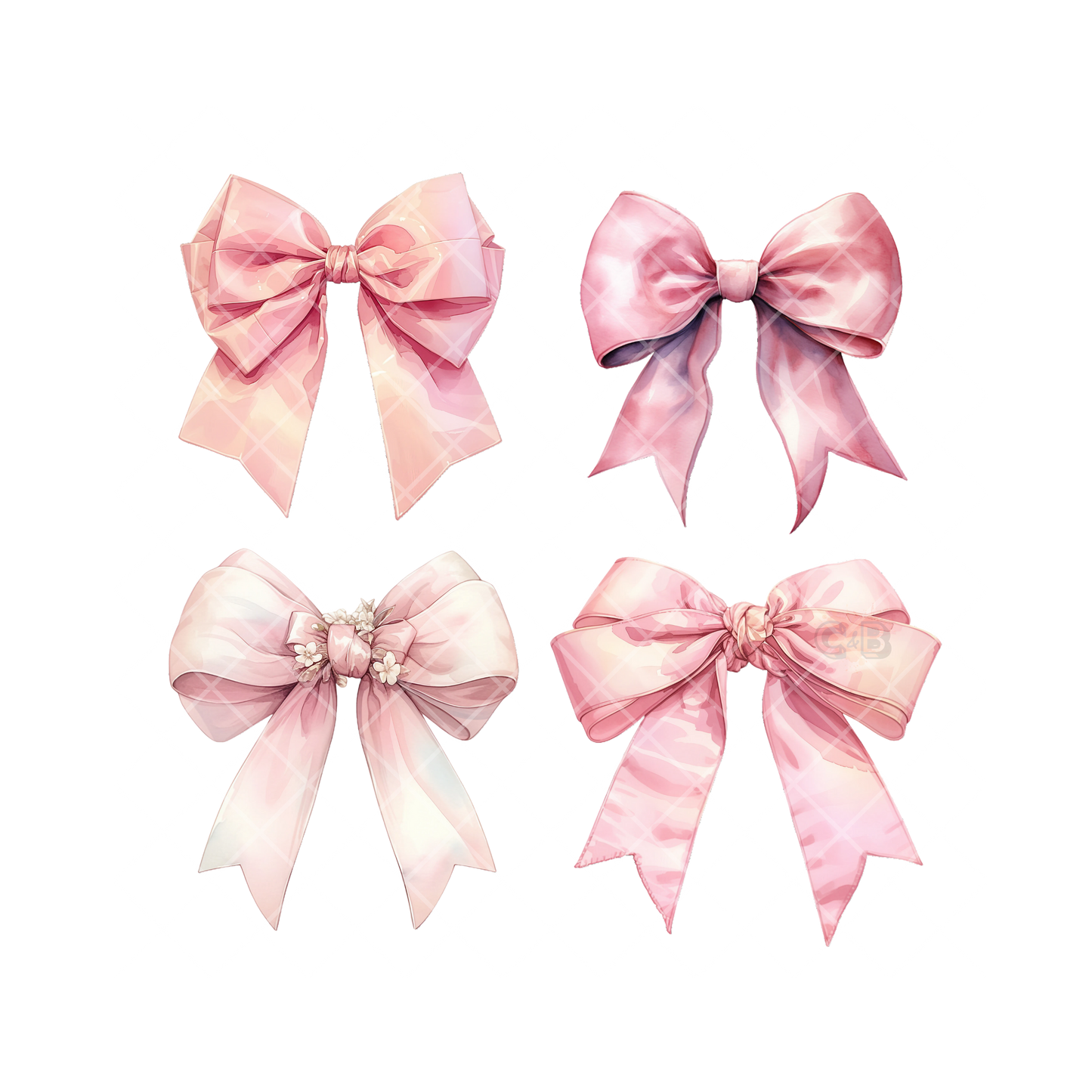 4 Pink Bows PNG