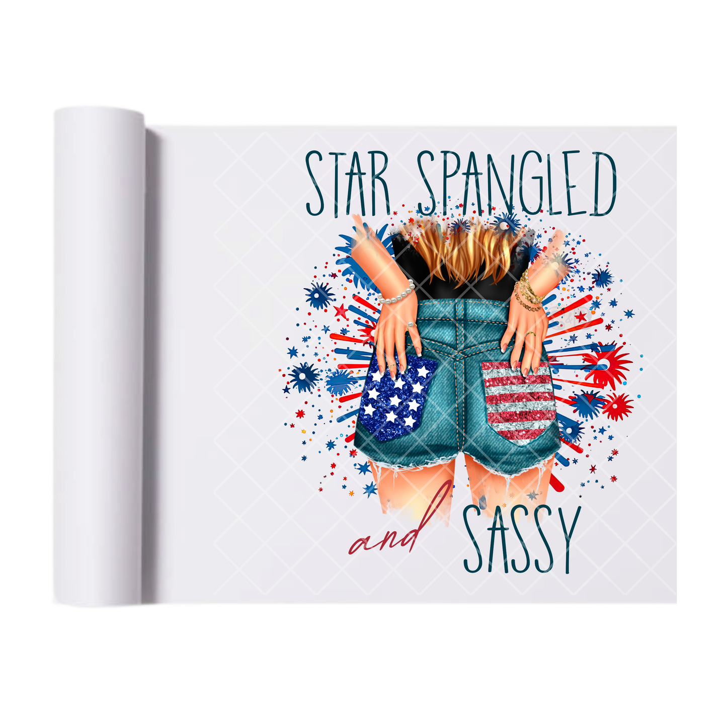 Star Spangled Sassy - Direct Print Film Transfer for Trendy T-Shirts, Cotton, Polyester & Blends - High-Quality Print