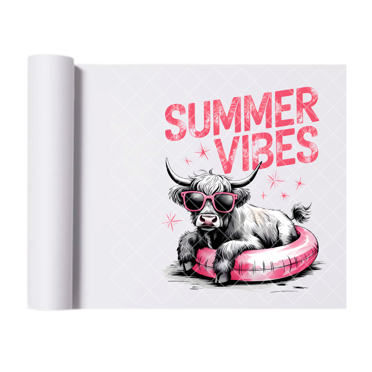 Steer In A Tube Summer Vibes - Direct Print Film Transfer for T-Shirts, Cotton, Polyester & Blends - High-Quality Print