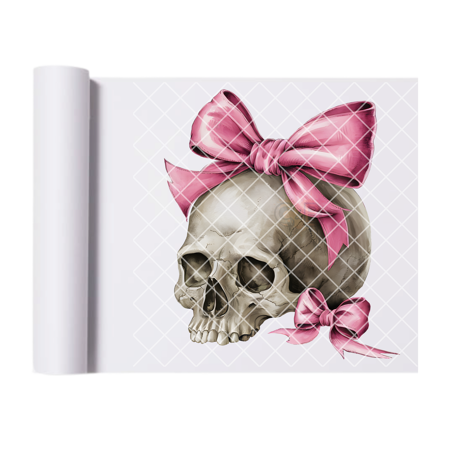 Skull and pink bow DTF film t shirt transfer