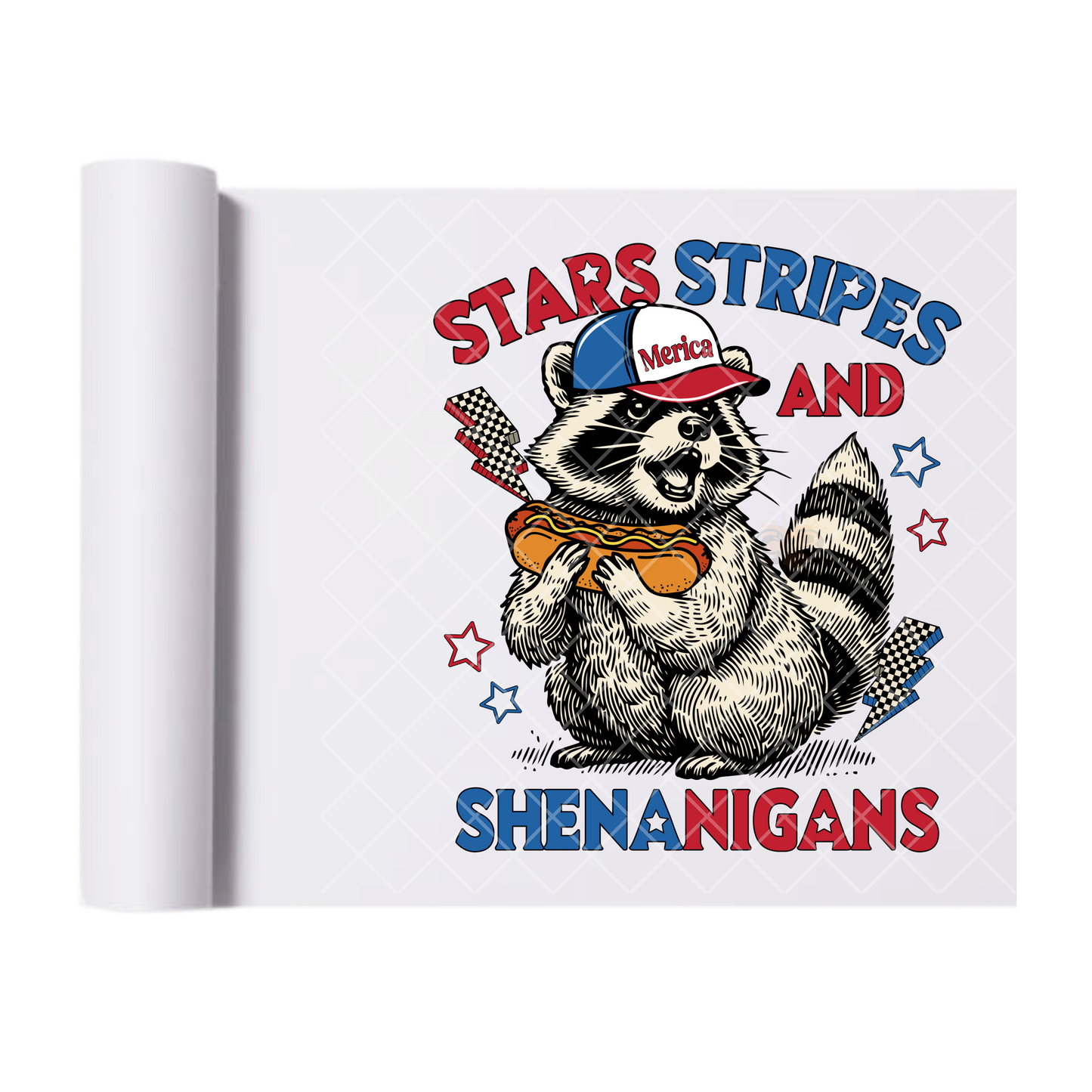 Stars Stripes And Shenanigans - Direct Print Film Transfer for Trendy T-Shirts, Cotton, Polyester & Blends - High-Quality Print