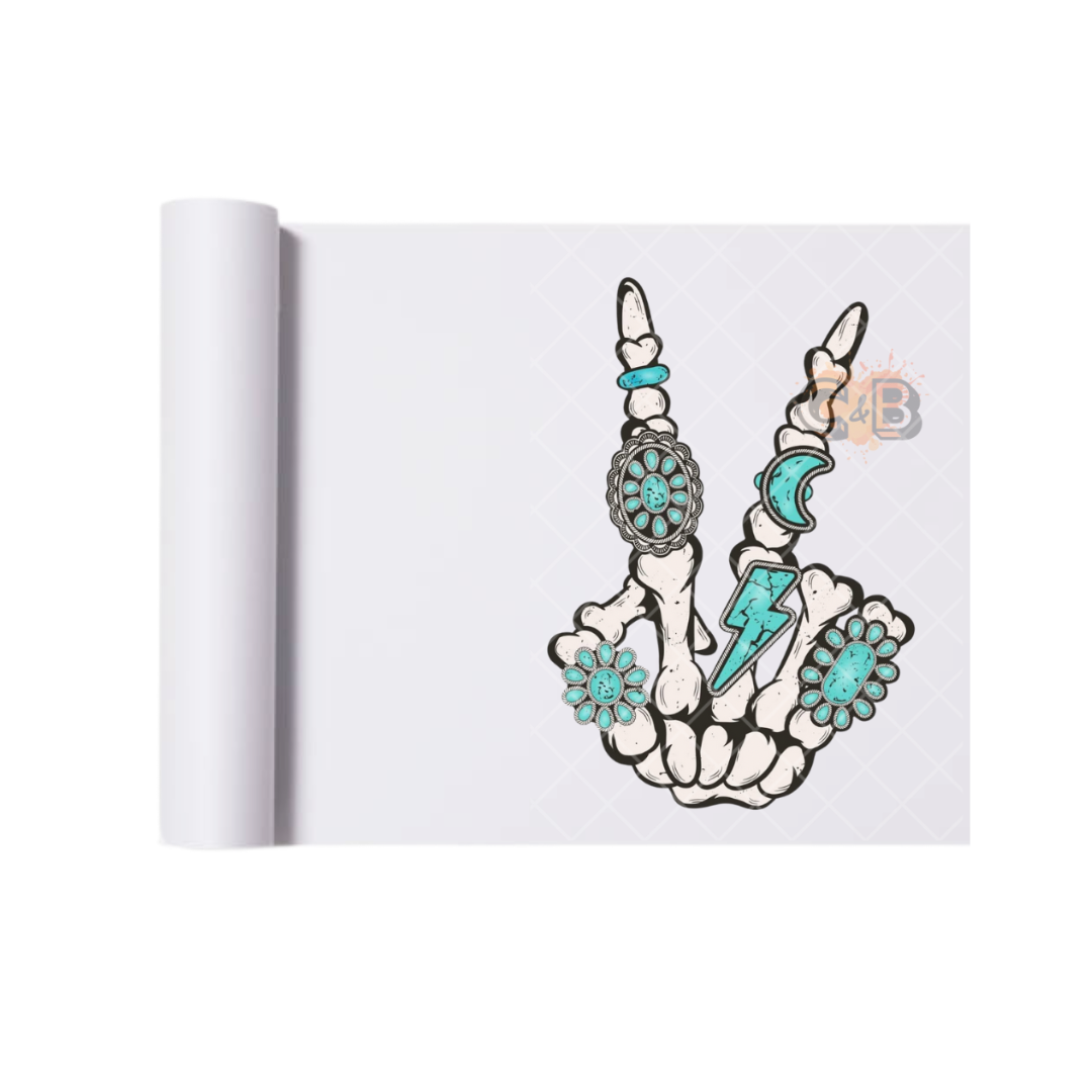 Peace Skeleton Hand Bling DTF Transfer