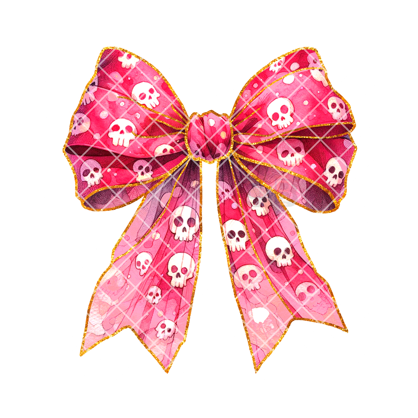 Pink bow skull pattern PNG