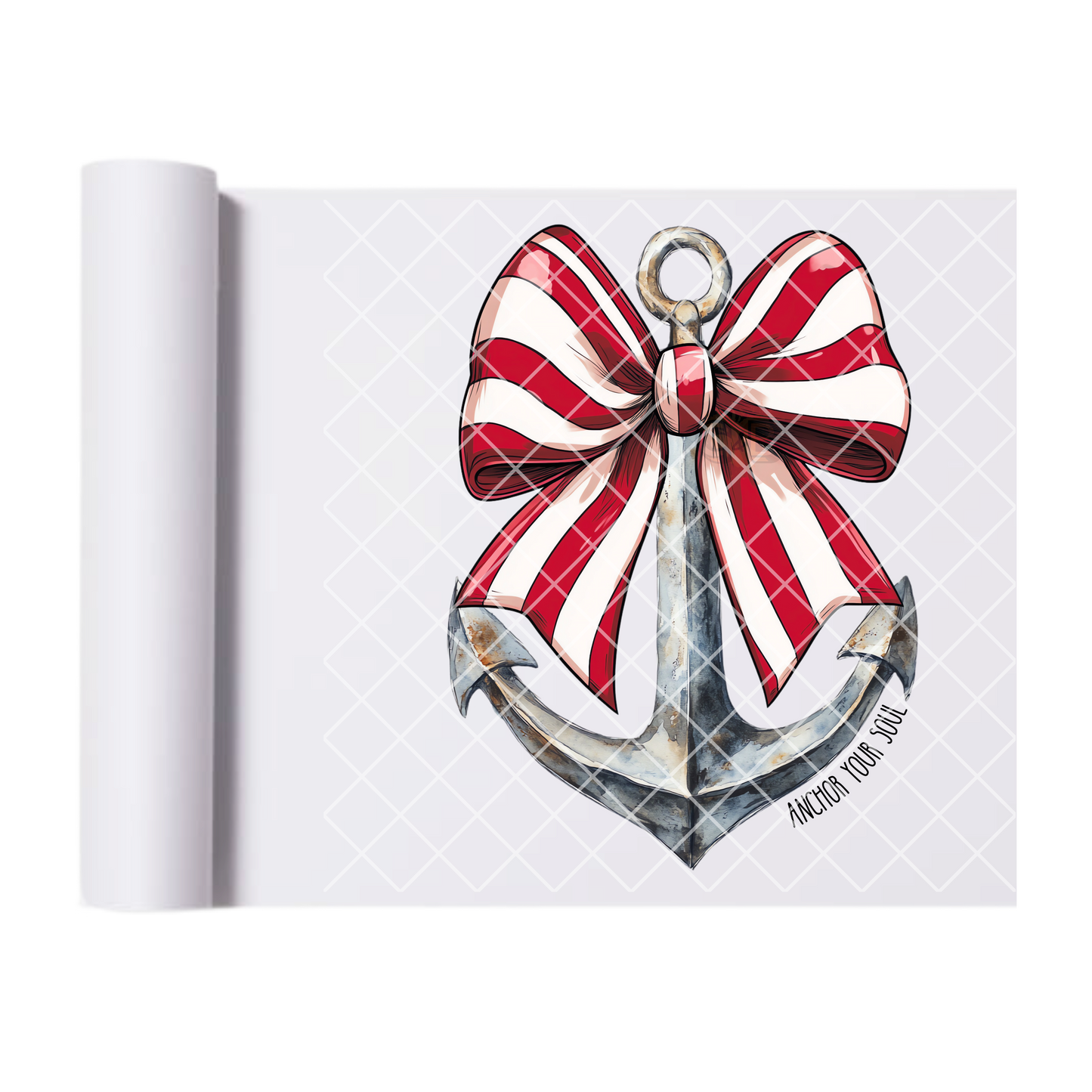 Sailor Anchor with Stripe Bow - Direct Print Film Transfer for T-Shirts, Cotton, Polyester & Blends - High-Quality DTF Print