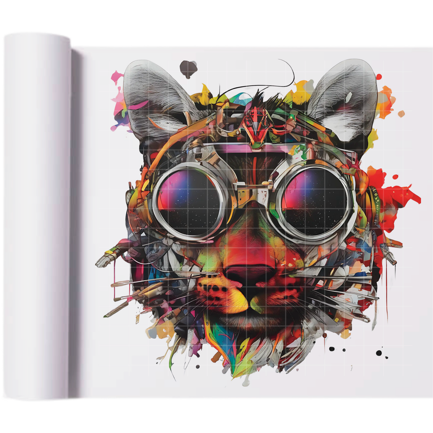 Steam Punk Cat - Direct Print Film Transfer for T-Shirts, Cotton, Polyester & Blends - High-Quality Print