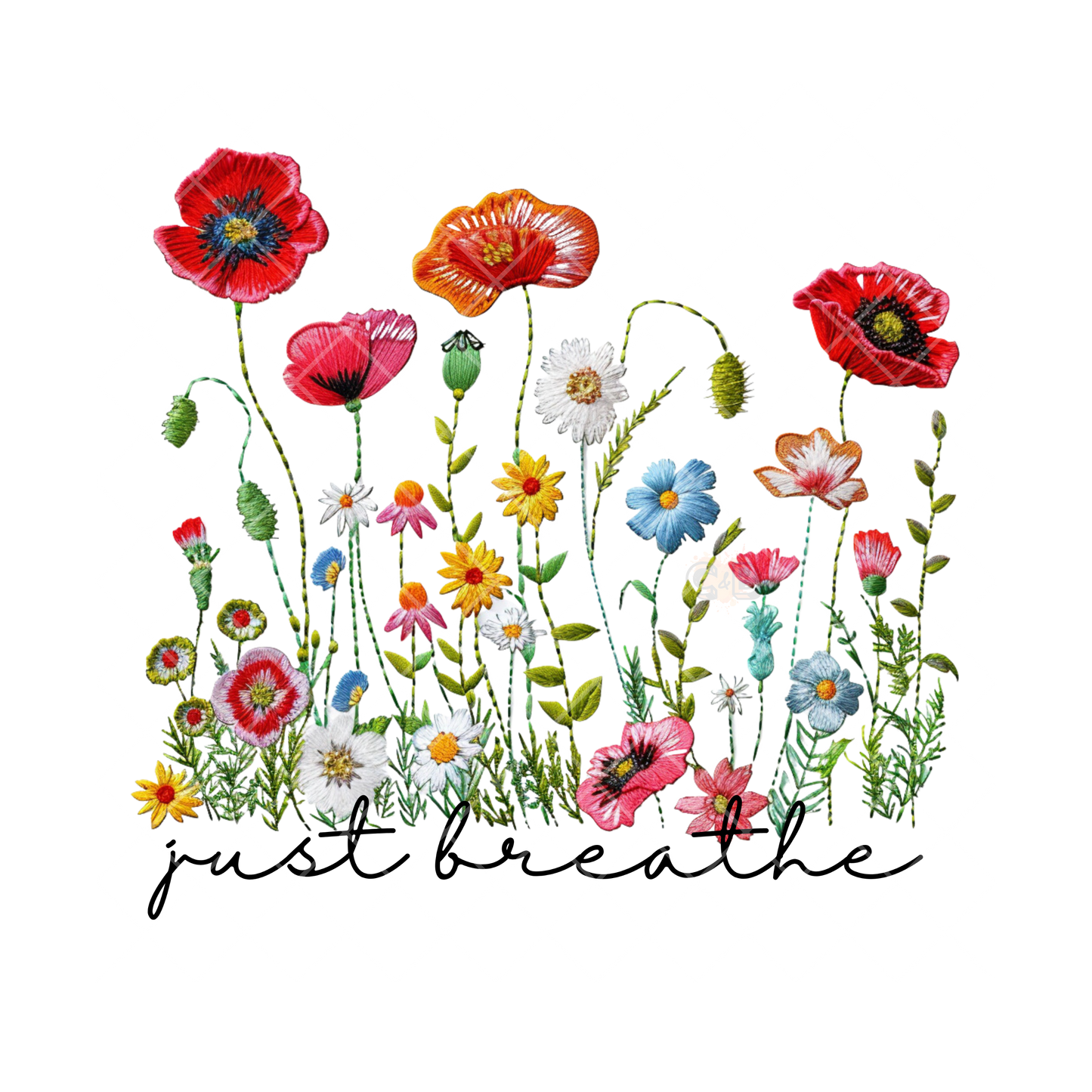 Just Breather Embroidery Flowers PNG