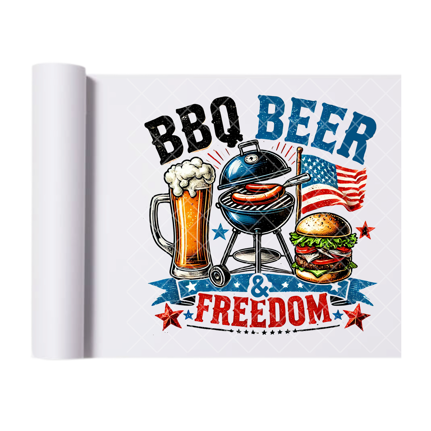 Bbq And Freedom - Direct Print Film Transfer for Trendy T-Shirts, Cotton, Polyester & Blends - High-Quality Print