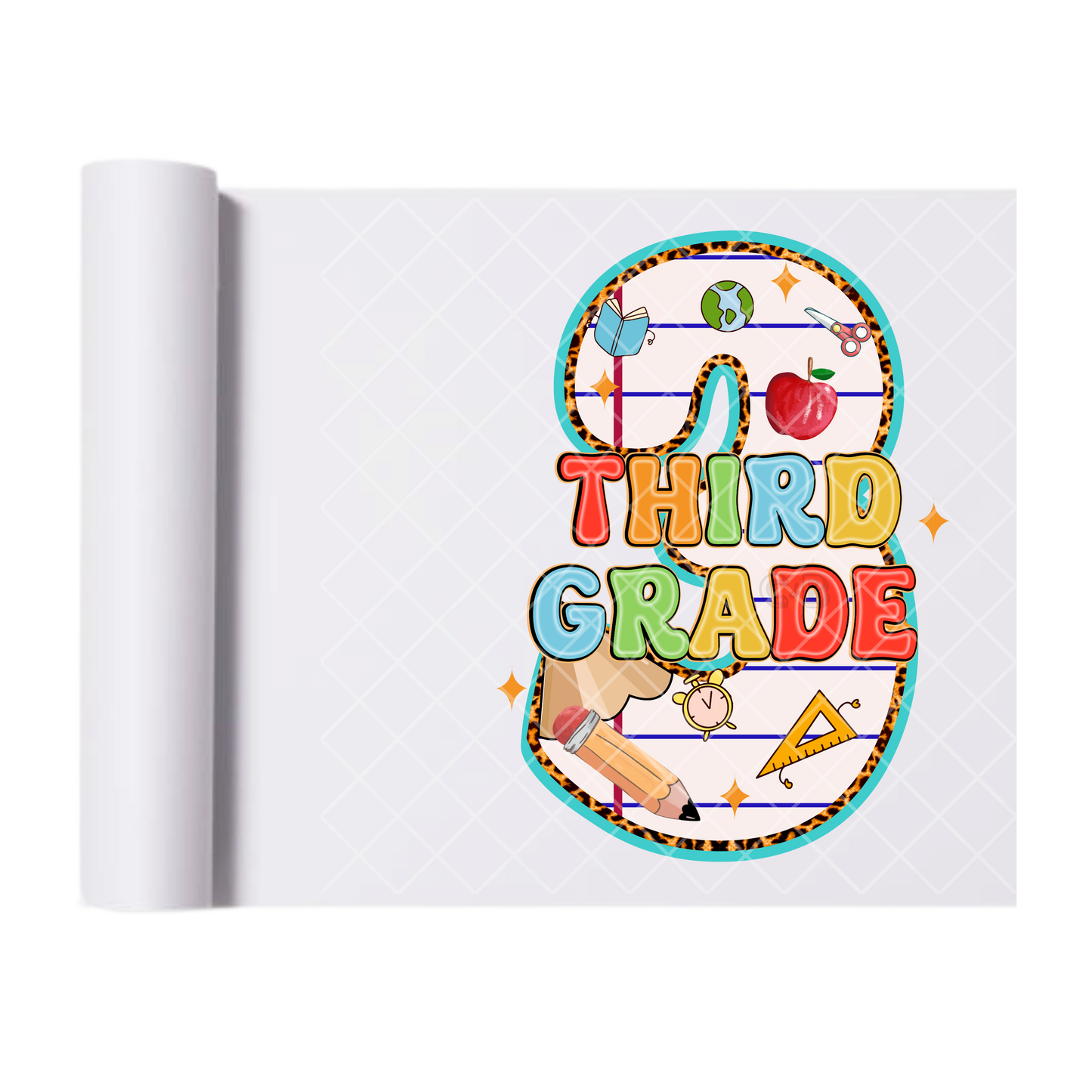 Third Grade Pencil 3 - Direct Print Film Transfer for T-Shirts, Cotton, Polyester & Blends - High-Quality Print