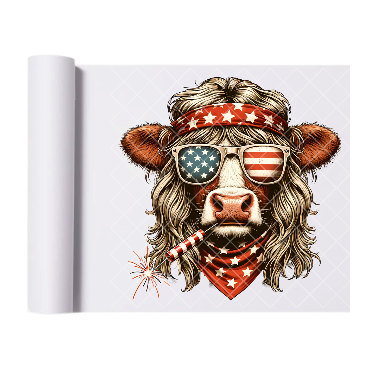 Patriotic Dude Cow - Direct Print Film Transfer for Trendy T-Shirts, Cotton, Polyester & Blends - High-Quality Print
