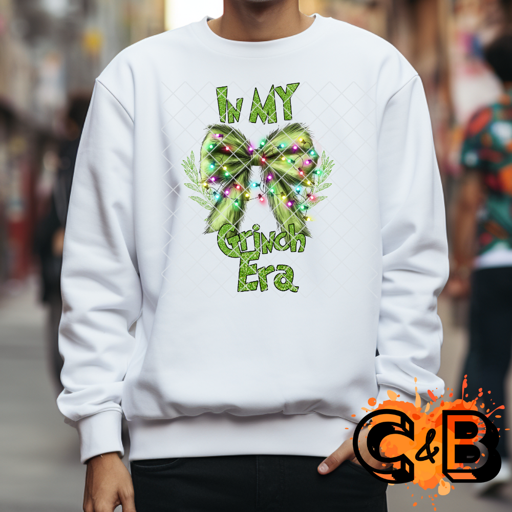 Glitter green man era bow PNG