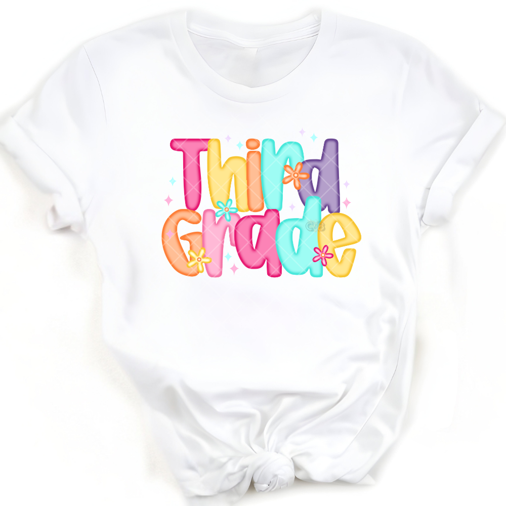 Third Grade Powerpuff - Direct Print Film Transfer for T-Shirts, Cotton, Polyester & Blends - High-Quality Print