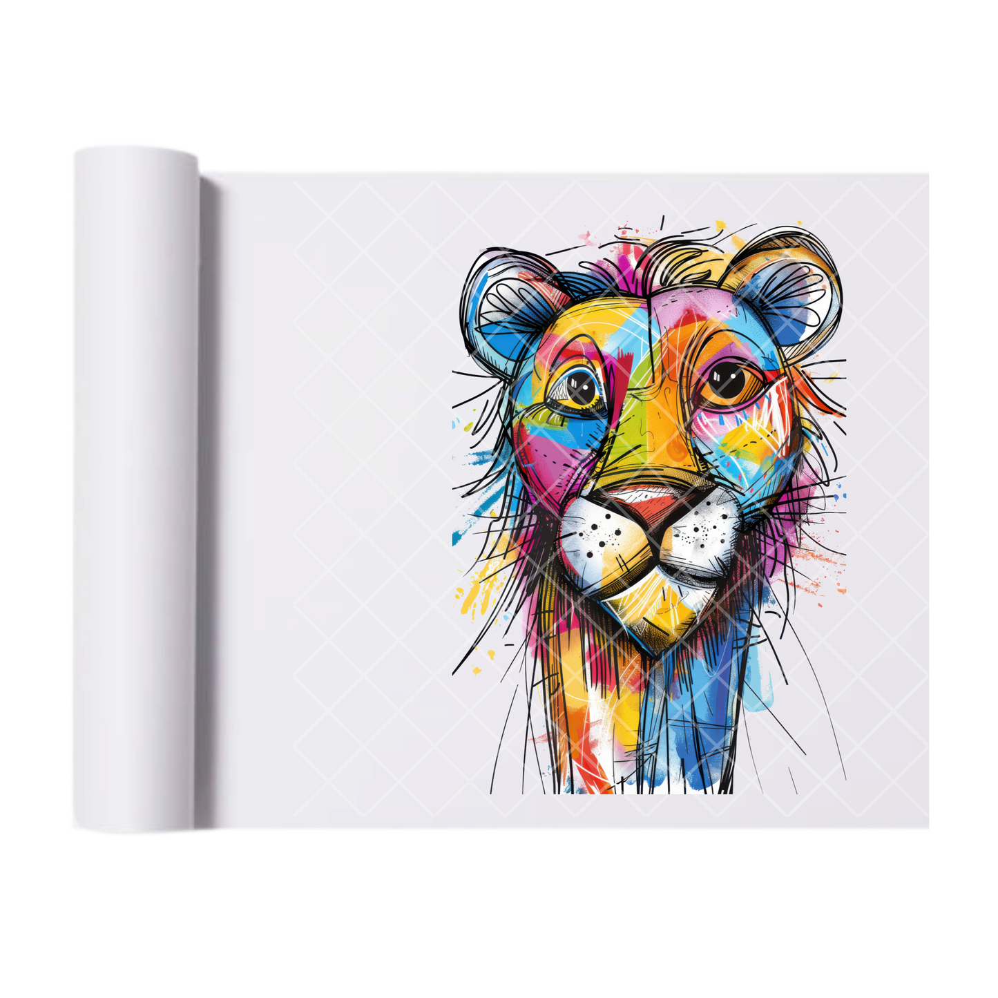 Sketchy Lion - Direct Print Film Transfer for Trendy T-Shirts, Cotton, Polyester & Blends - High-Quality Print