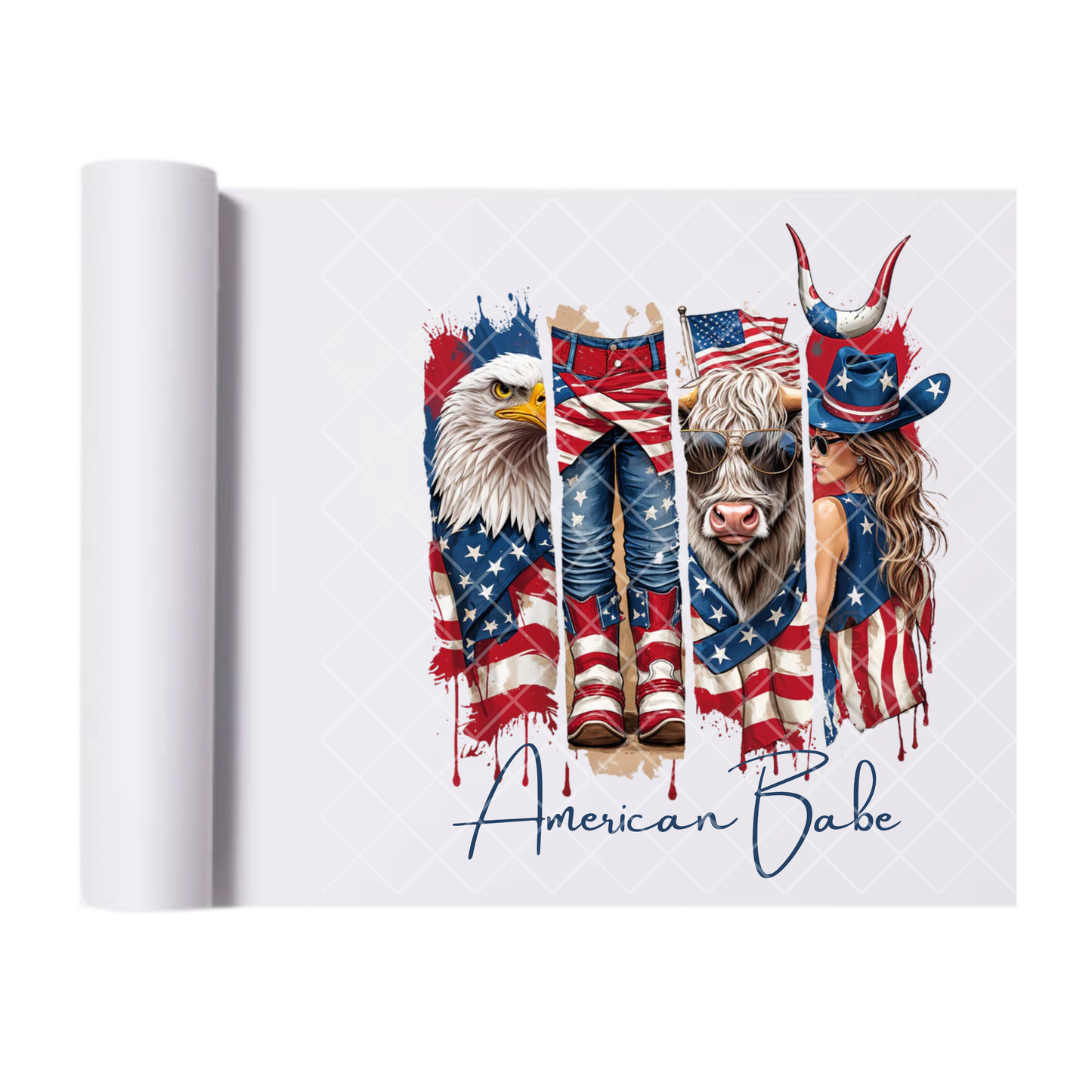 American Babe - Direct Transfer Print, Ready To Press For T-Shirts, Cotton, Polyester & Blends - Tshirt Business Quality