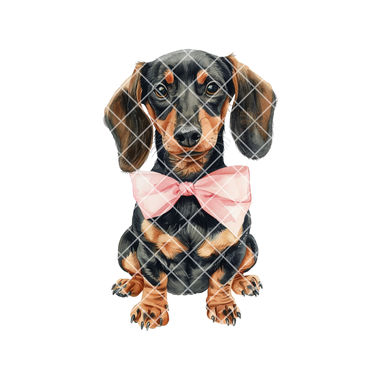Dachshund Black With Pink Bow PNG