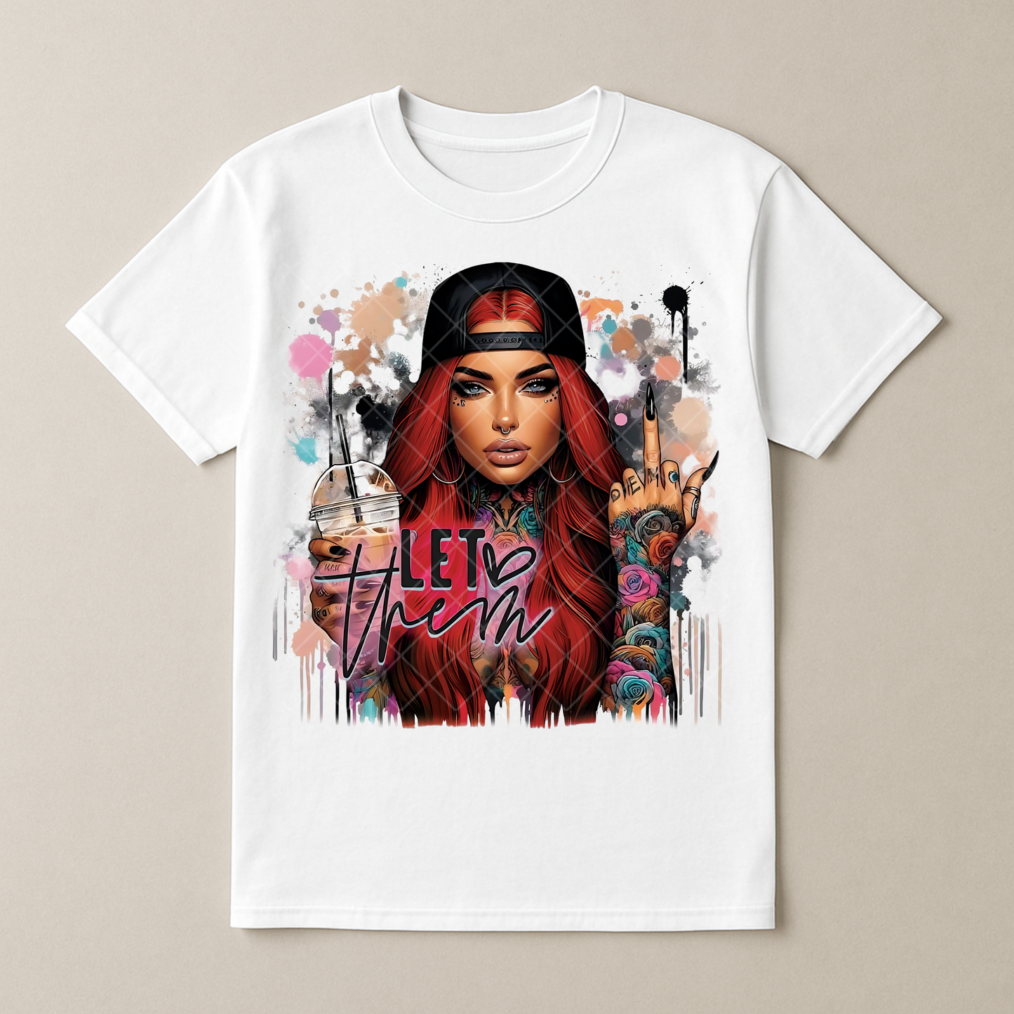 Let Them Babe Red Hair - Premium Graphic T-Shirt for Casual Wear