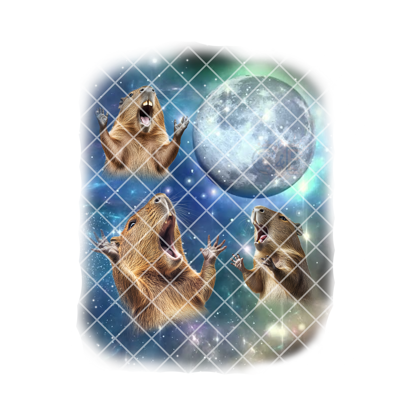 Capybara roaring at the moon PNG