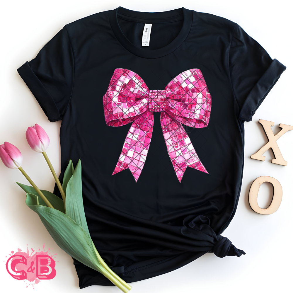 Pink disco bow PNG