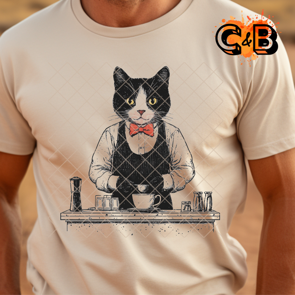 Cat bar red tie PNG