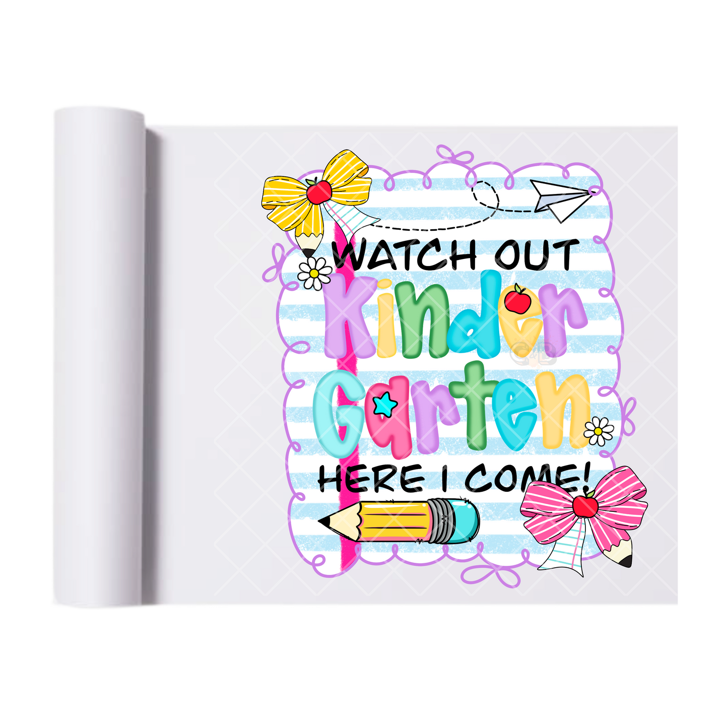 Watch Out Kinder Garten - Direct Print Film Transfer for T-Shirts, Cotton, Polyester & Blends - High-Quality Print