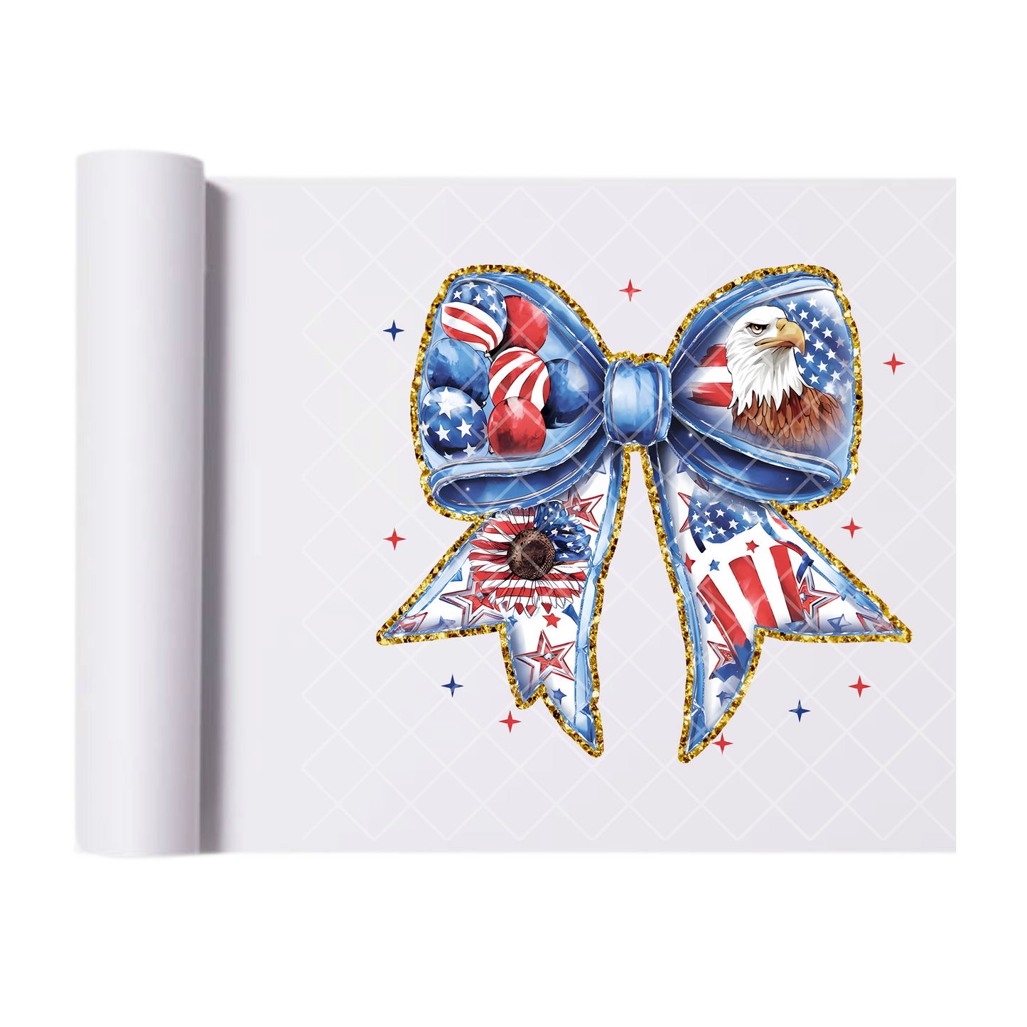 American Flag Eagle Bow - Direct Print Film Transfer for Trendy T-Shirts, Cotton, Polyester & Blends - High-Quality Print